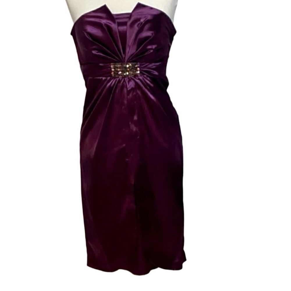 Cindy USA Strapless Purple Cocktail Party Prom Dress Size Medium Pleated Bodice